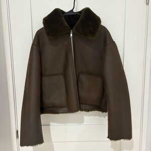 Mango Reversible Relaxed Fit Faux suede coat